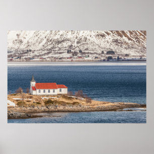 Norwegische Kirche Lofoten Poster