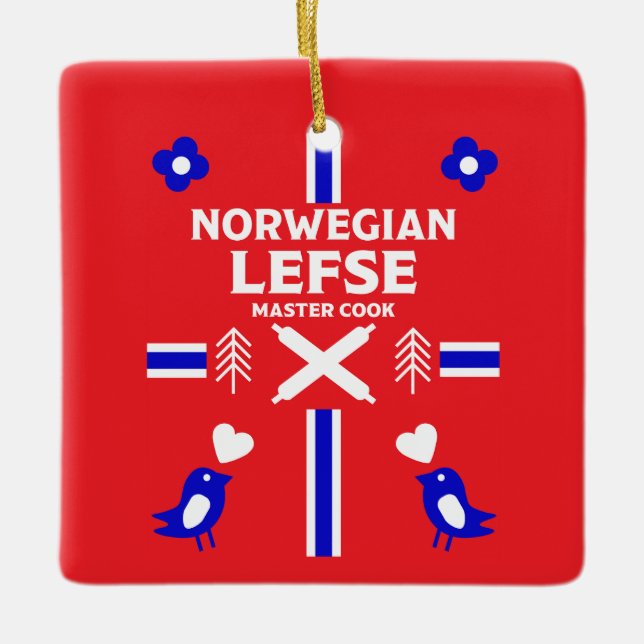 Norwegische Lefse Flatbread-Schürze Keramikornament (Vorderseite)