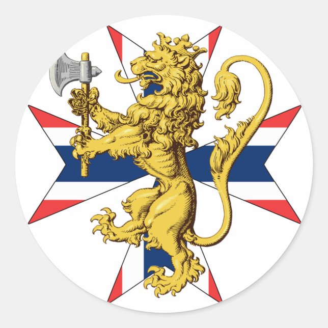 Norwegische Löwenkreuzflagge Runder Aufkleber (Vorderseite)