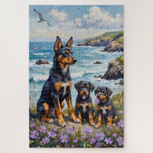 Norwegische Lundehund-Küstenklippen-Kunst