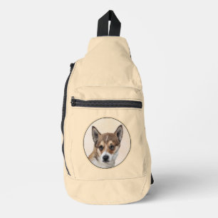 Norwegische Lundehund Malerei Original Hunde Art Crossbody Bag