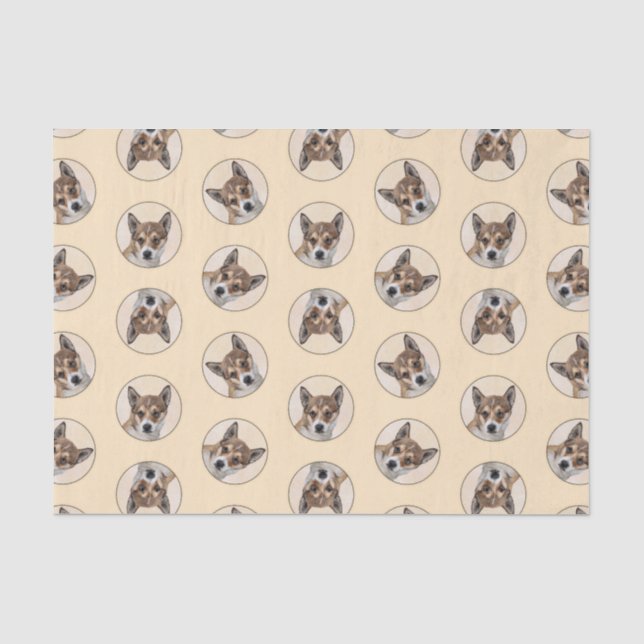 Norwegische Lundehund Malerei Original Hunde Art Seidenpapier (Vorderseite)