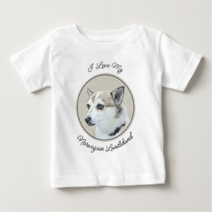 Norwegische Lundehund-Malerei - Originale Hundekun Baby T-shirt