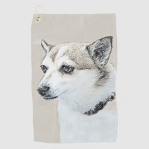 Norwegische Lundehund-Malerei - Originale Hundekun Golfhandtuch
