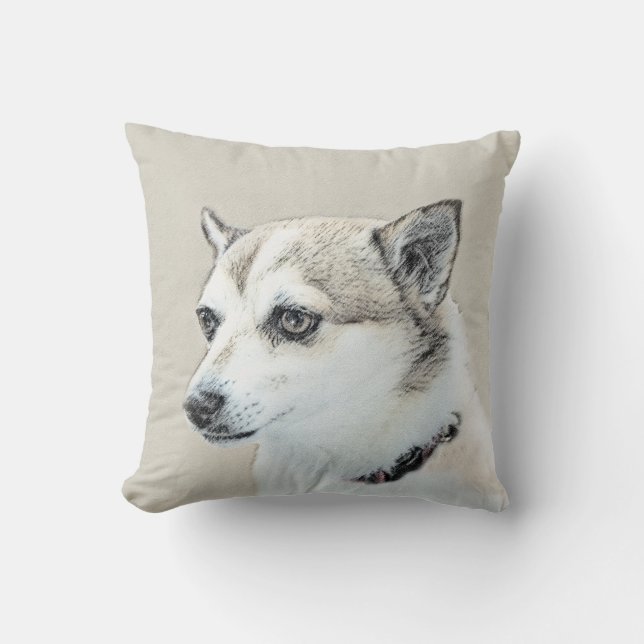 Norwegische Lundehund-Malerei - Originale Hundekun Kissen (Vorderseite)
