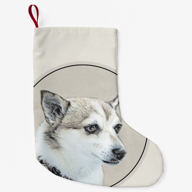 Norwegische Lundehund-Malerei - Originale Hundekun Kleiner Weihnachtsstrumpf (Vorderseite)