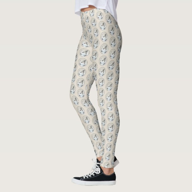 Norwegische Lundehund-Malerei - Originale Hundekun Leggings (Links)