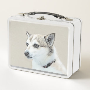 Norwegische Lundehund-Malerei - Originale Hundekun Metall Brotdose