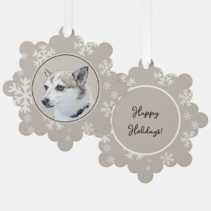 Norwegische Lundehund-Malerei - Originale Hundekun Ornament Karte