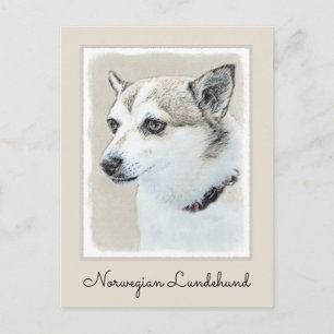 Norwegische Lundehund-Malerei - Originale Hundekun Postkarte