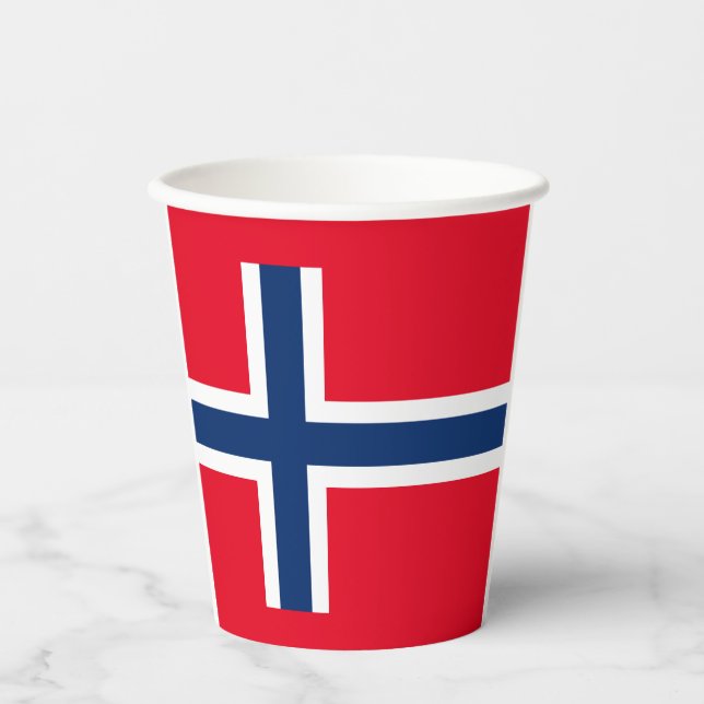 Norwegische Papiertücher für Flaggenwappen Pappbecher (Vorderseite)