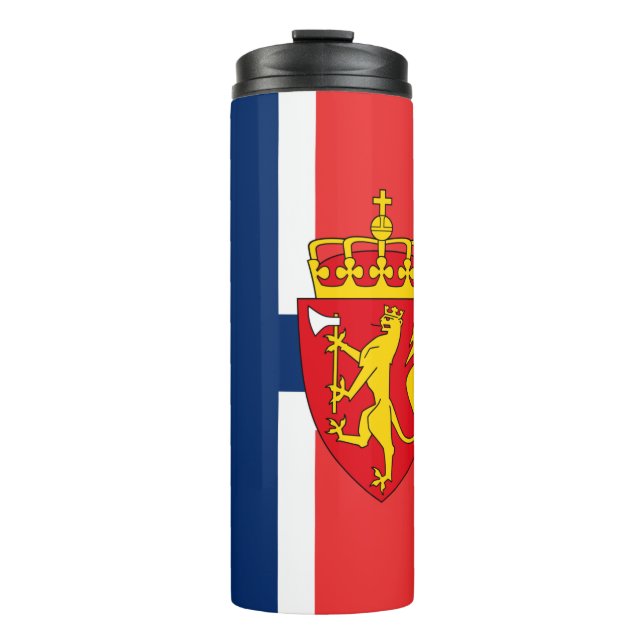 Norwegische Reiserücken, patriotische norwegische  Thermosbecher (Vorderseite)