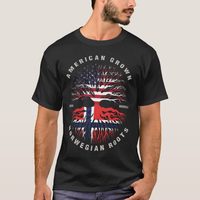Norwegische Roots-Flagge T-Shirt (Vorderseite)