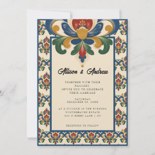 Norwegische Rosemaling Hochzeit Einladung