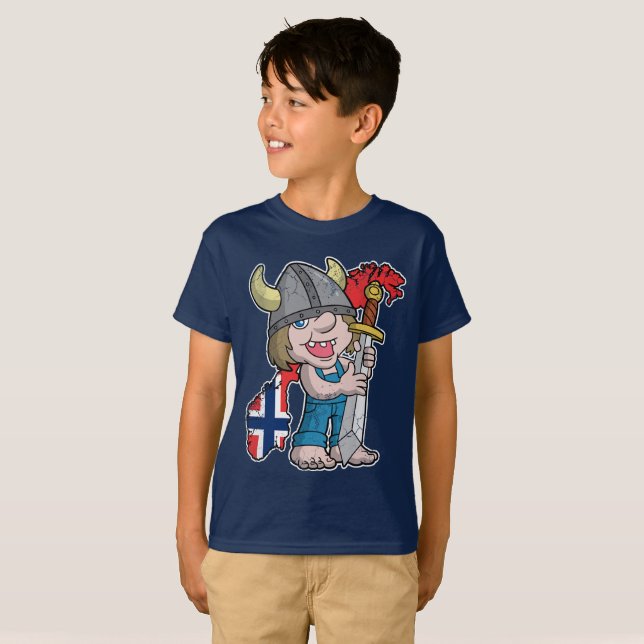 Norwegische Schleppangel-Norwegen-Flagge T-Shirt (Vorne ganz)