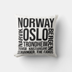 Norwegische Städte Word Art - Oslo Kissen