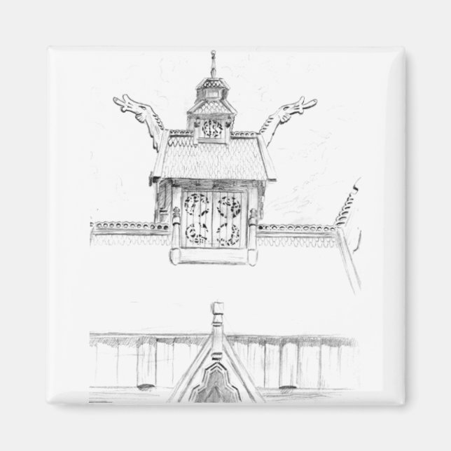 Norwegische Stave Church Magnet (Vorne)