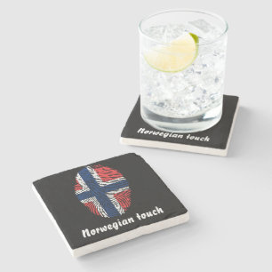 Norwegische Touch-Fingerabdruckflagge Steinuntersetzer