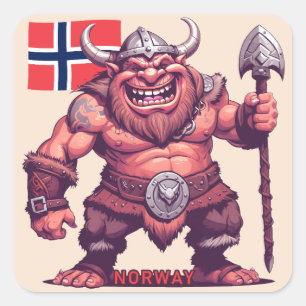 Norwegische Trolle Quadratischer Aufkleber