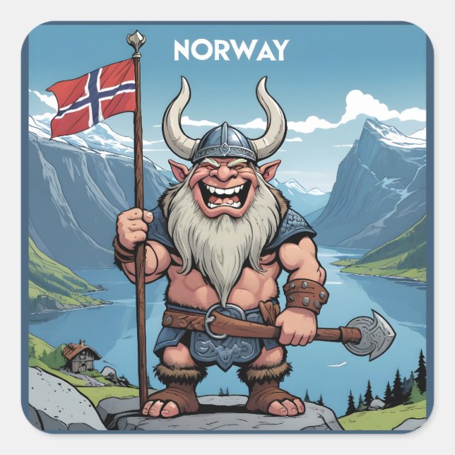 Norwegische Trolle Quadratischer Aufkleber (Vorderseite)