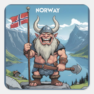 Norwegische Trolle Quadratischer Aufkleber