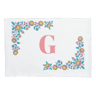 Norwegische Volkskunst-Blume | Monogramm Kissenbezug