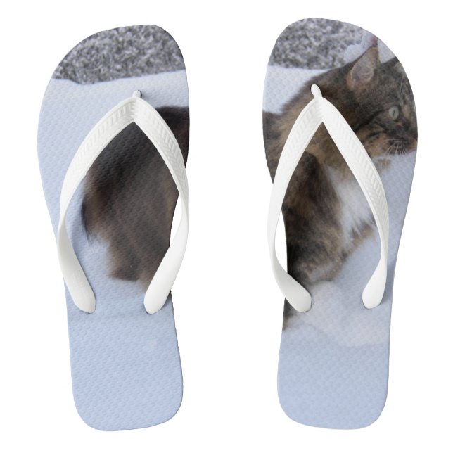 Norwegische Waldkatze im Schnee Flip Flops (Fußbett)