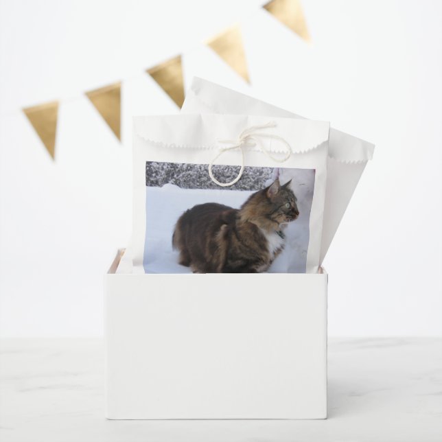 Norwegische Waldkatze im Schnee Geschenktütchen (Party)