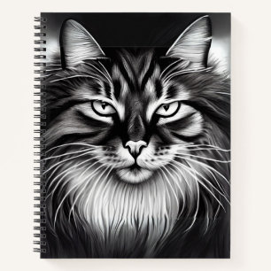 Norwegische Waldkatze in Schwarz und Weiß Notizbuch