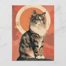Norwegische Waldkatze Moderne Kunst Postkarte