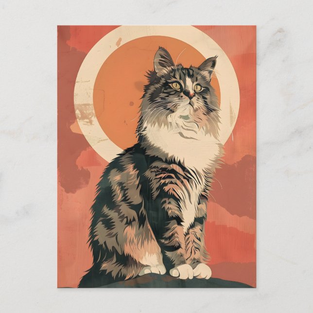 Norwegische Waldkatze Moderne Kunst Postkarte (Vorderseite)