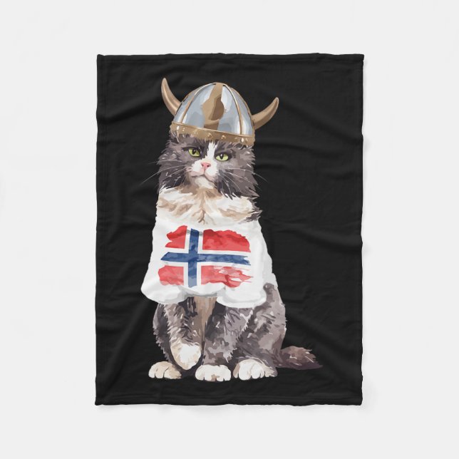 Norwegische Waldkatze Norwegische Flagge Fleecedecke (Vorderseite)
