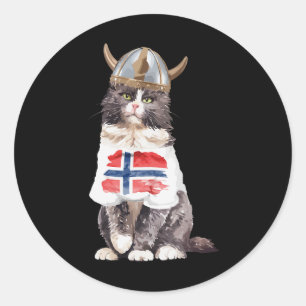 Norwegische Waldkatze Norwegische Flagge Runder Aufkleber