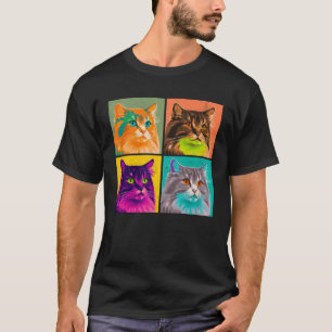 Norwegische Waldkatze Pop Illustration Bunt 1 T-Shirt