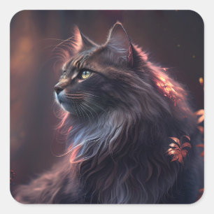 Norwegische Waldkatze-Sticker Quadratischer Aufkleber