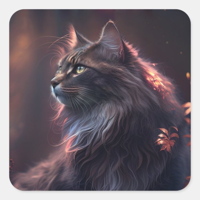 Norwegische Waldkatze-Sticker Quadratischer Aufkleber (Vorderseite)