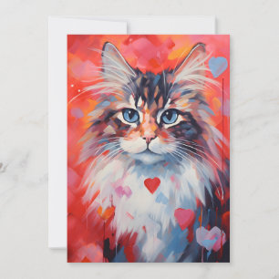 Norwegische Waldkatze Valentinstag Feiertagskarte
