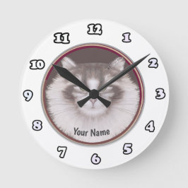 Norwegische Waldkatzenzeituhr Runde Wanduhr