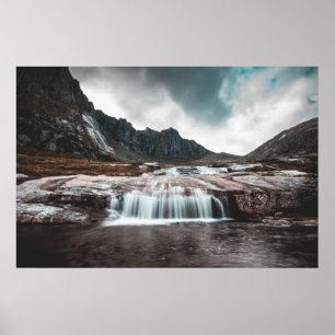 Norwegische Wasserfalllandschaft Fotografie Poster