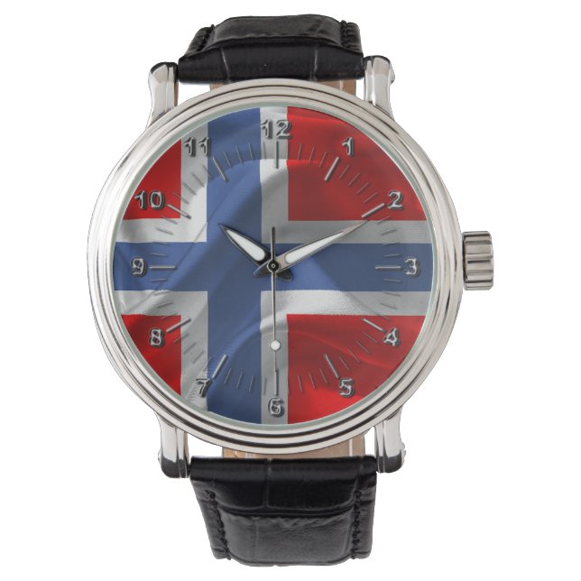 Norwegische Wellenflagge Armbanduhr (Vorderseite)
