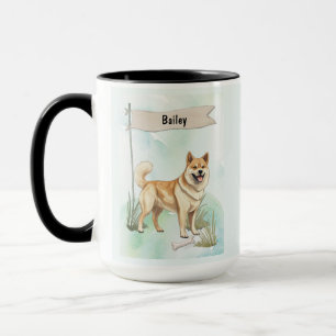 Norwegischer Buhund Wasserfarbe Personalisierter H Tasse
