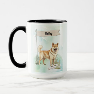 Norwegischer Buhund Wasserfarbe Personalisierter H Tasse