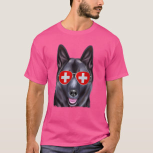 Norwegischer Elchhund Hund Schweiz Flagge Sonnenbr T-Shirt