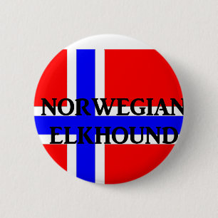 Norwegischer Elchhund Name Norwegen-Flagge Button