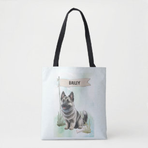 Norwegischer Elchhund Wasserfarbe Personalisierter Tasche