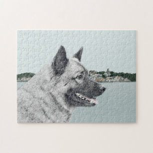 Norwegischer Elkhound bei Village Painting - Hunde