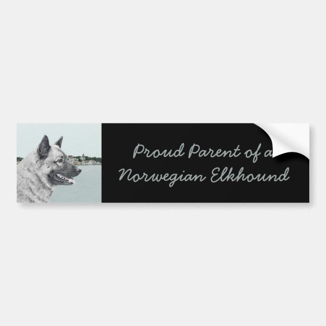 Norwegischer Elkhound bei Village Painting - Hunde Autoaufkleber (Vorne)