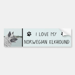 Norwegischer Elkhound bei Village Painting - Hunde Autoaufkleber