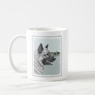 Norwegischer Elkhound bei Village Painting - Hunde Kaffeetasse