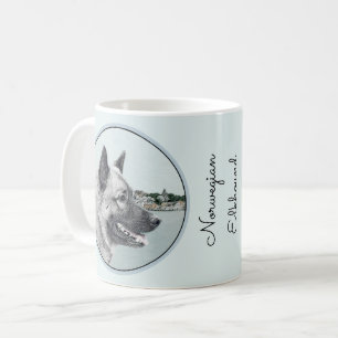 Norwegischer Elkhound bei Village Painting - Hunde Kaffeetasse